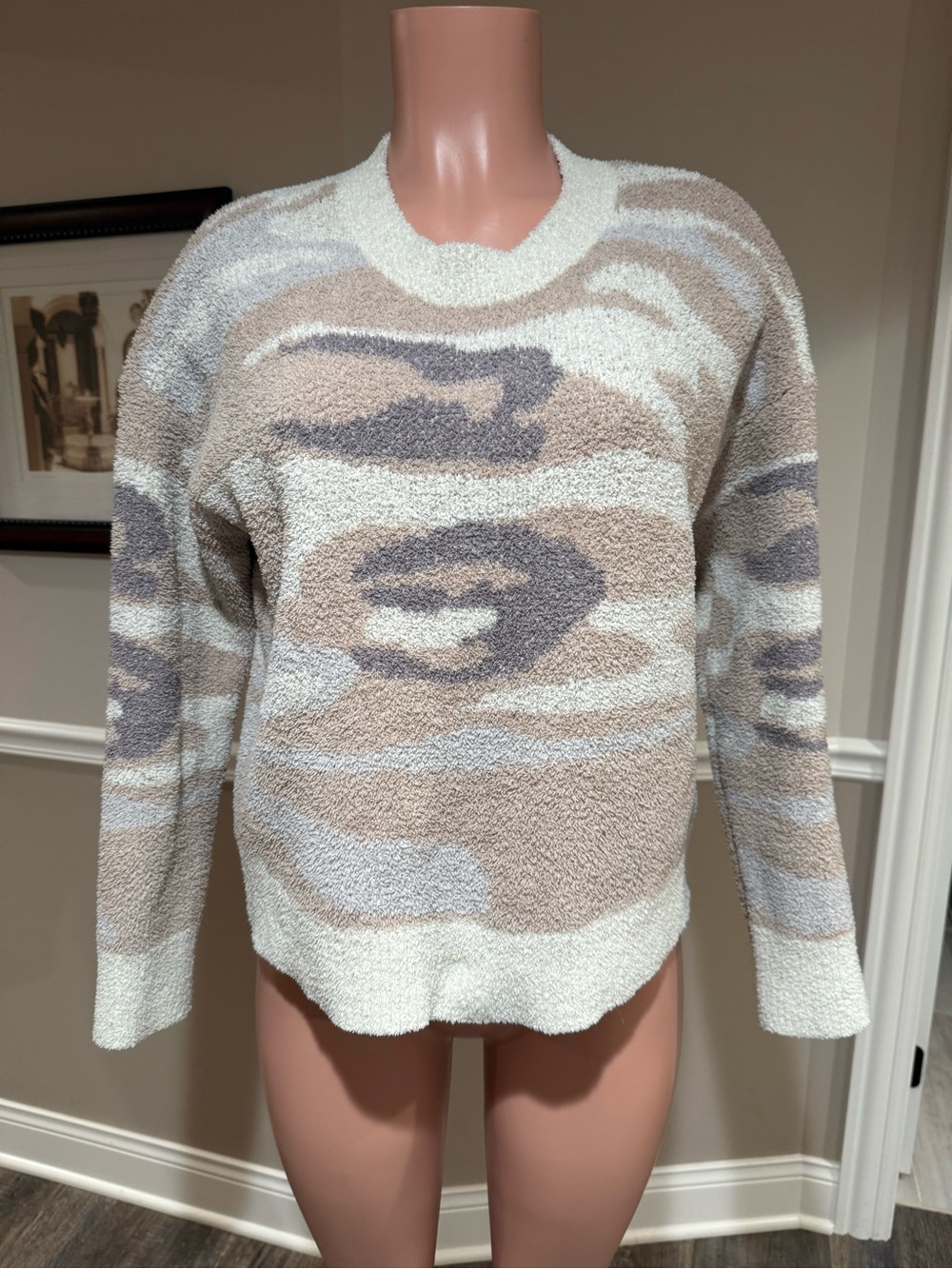 Thread & Supply Neutral Camo Crewneck Sweater - Beige & Gray